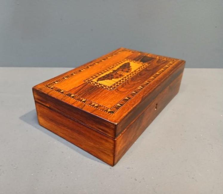 Victorian Rosewood Tunbridge Inlaid Card Box - Image 4