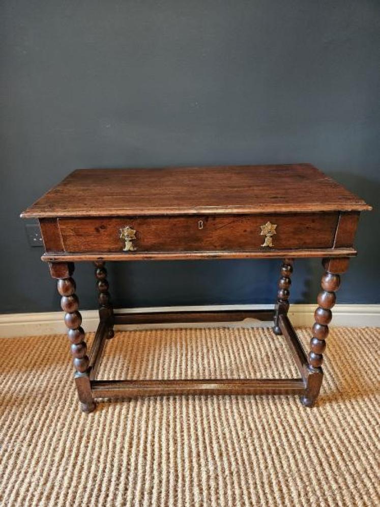Early Walnut Single Drawer Side Table  - Image 1