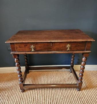 Early Walnut Single Drawer Side Table 