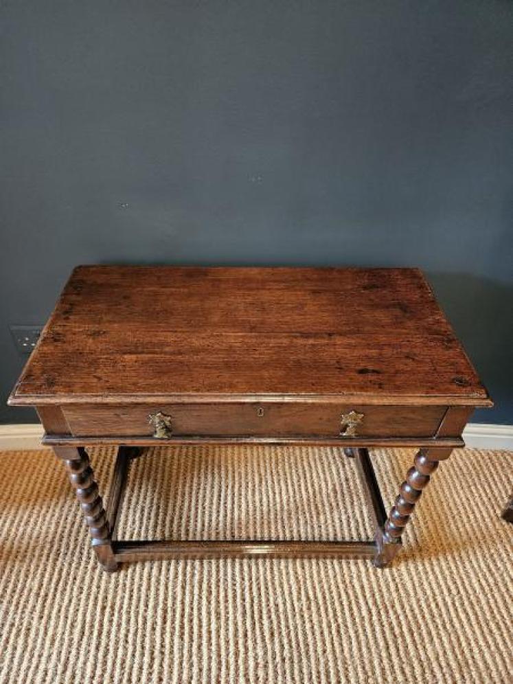 Early Walnut Single Drawer Side Table  - Image 2