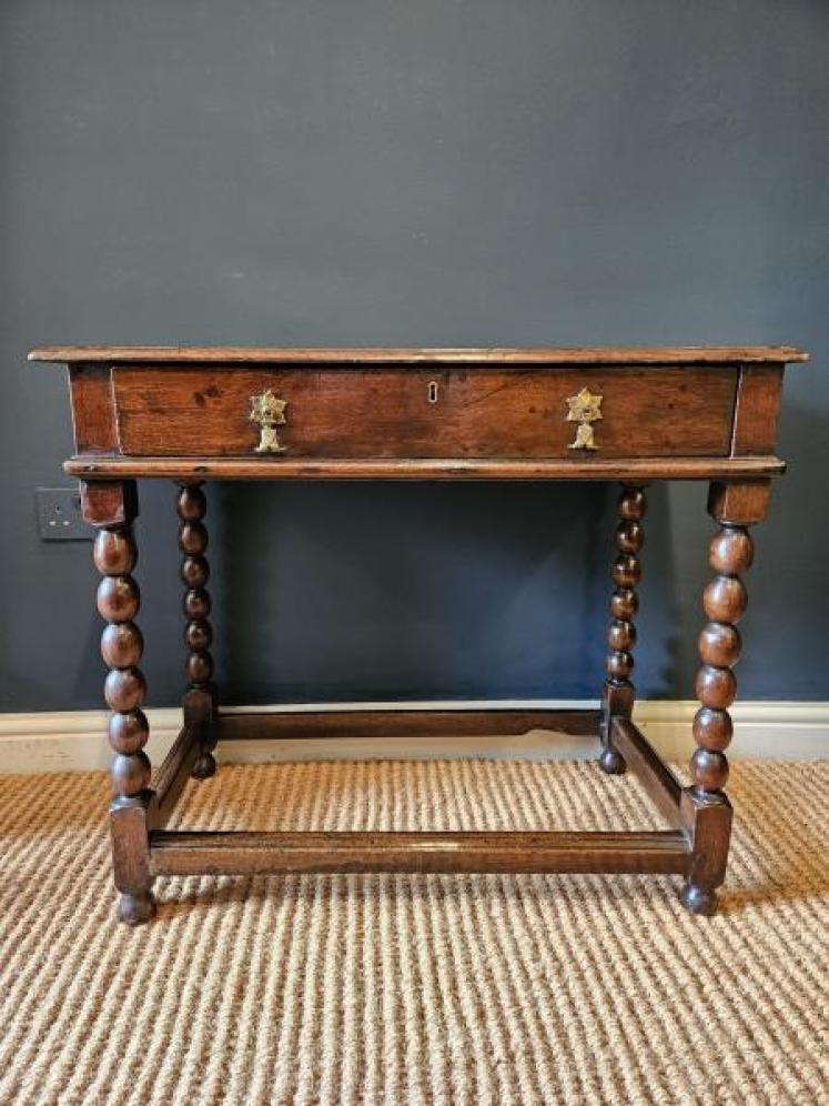 Early Walnut Single Drawer Side Table  - Image 3