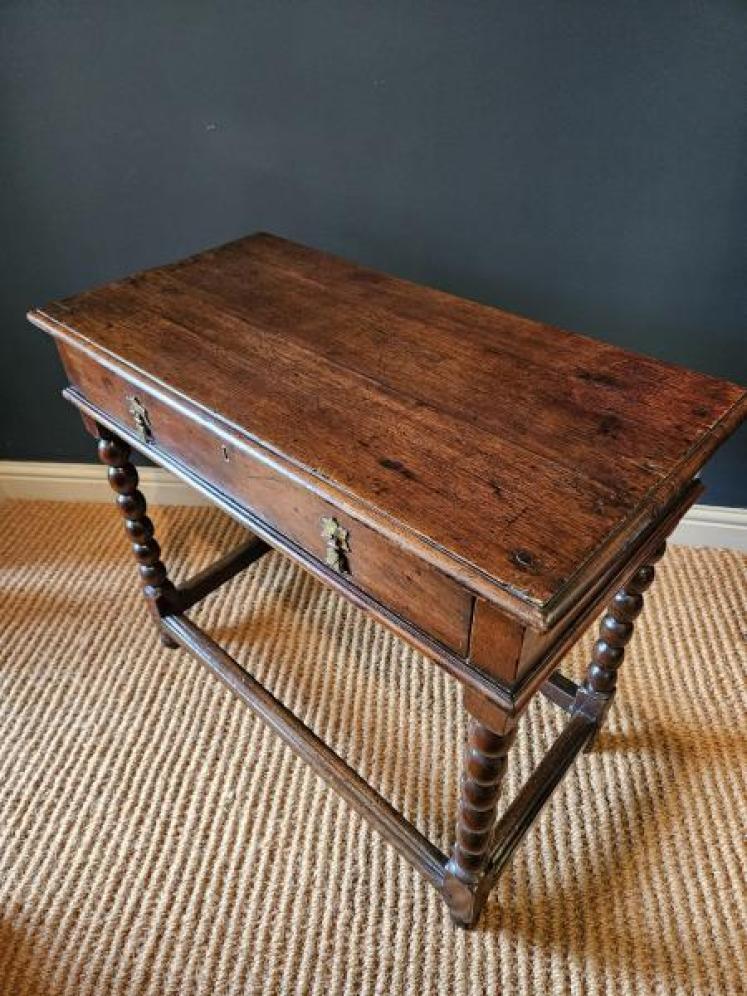 Early Walnut Single Drawer Side Table  - Image 6