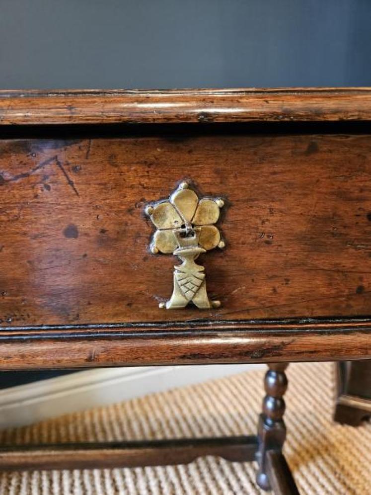Early Walnut Single Drawer Side Table  - Image 7