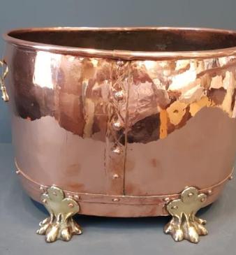 Large Victorian Copper Log Bin