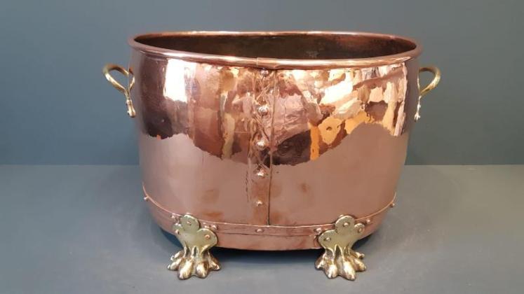 Large Victorian Copper Log Bin - Image 1