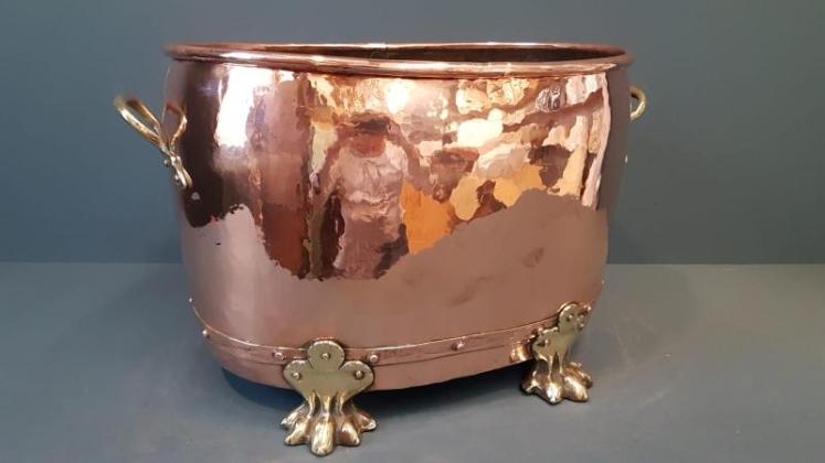 Large Victorian Copper Log Bin - Image 2