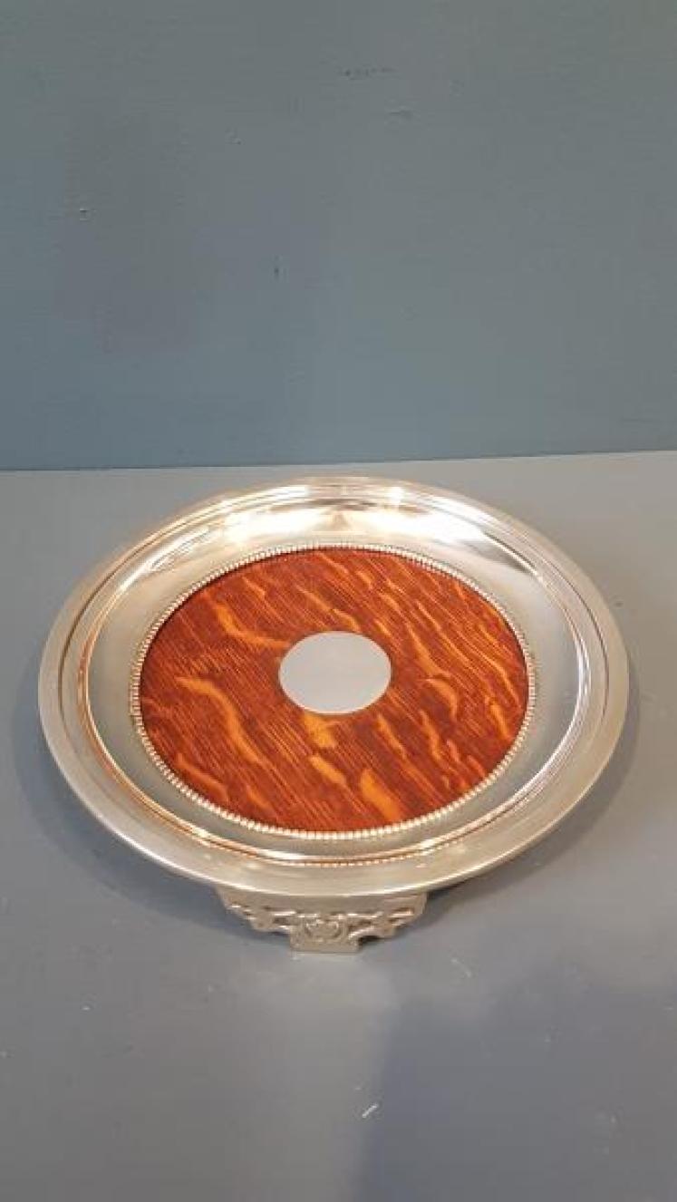 Edwardian Oak and Silver Plate Decanter Coaster - Image 1