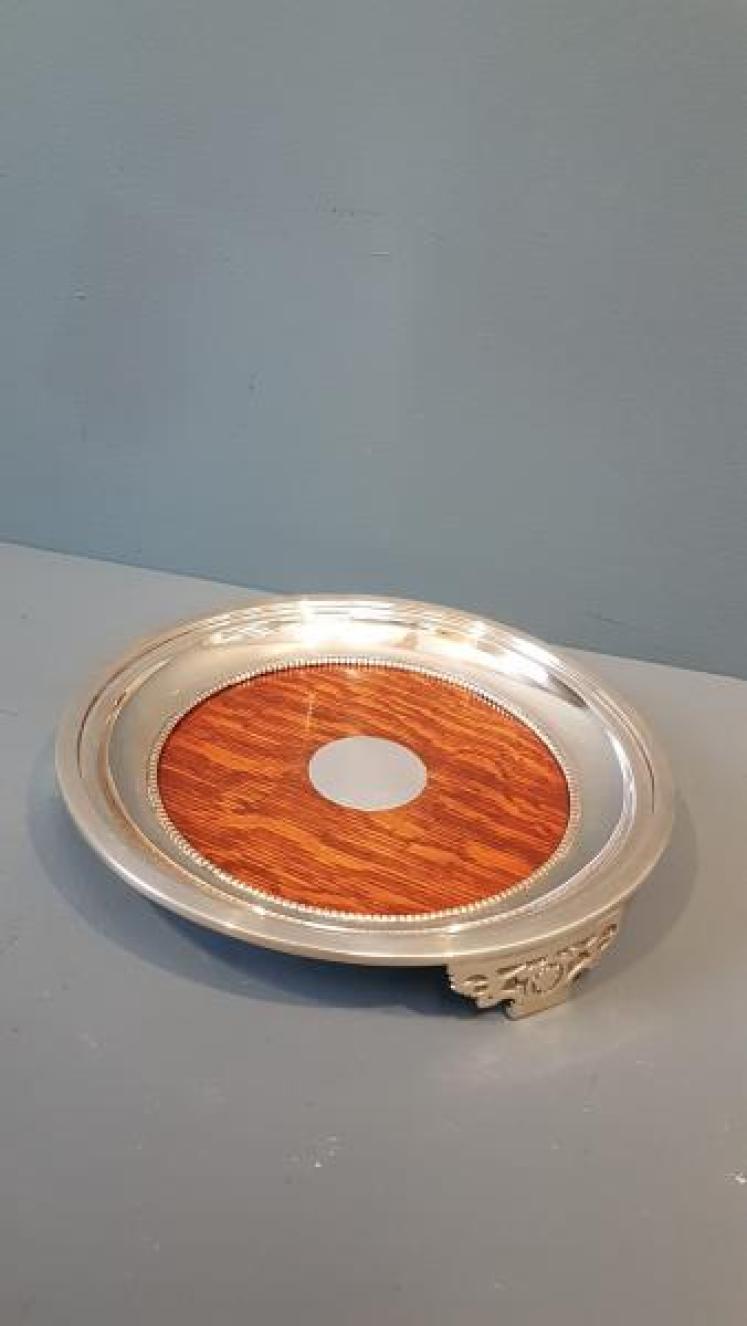 Edwardian Oak and Silver Plate Decanter Coaster - Image 4