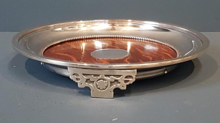 Edwardian Oak and Silver Plate Decanter Coaster - Image 6