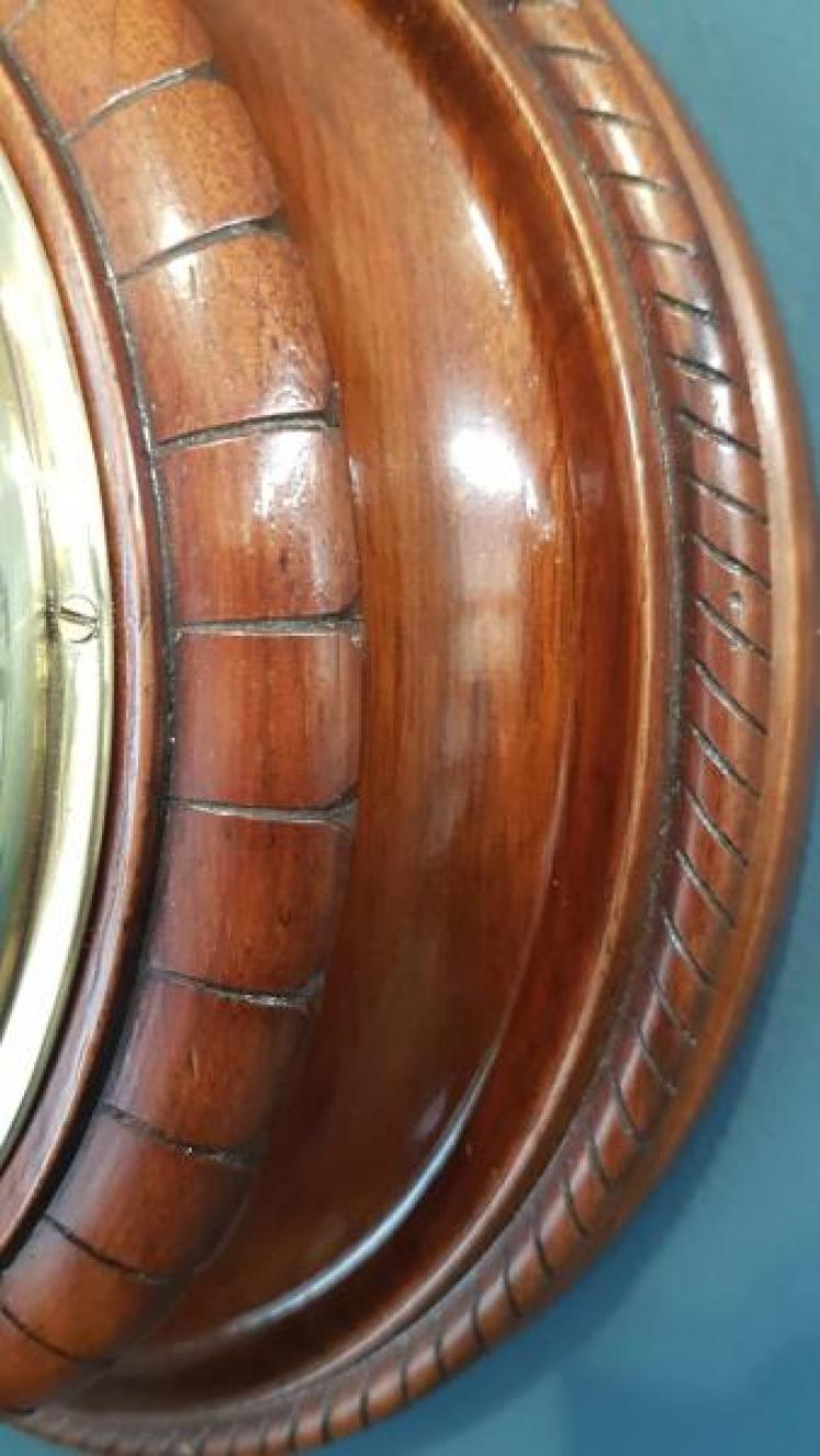 Victorian Walnut Barometer With Crescent Thermometer by Steward - Image 4