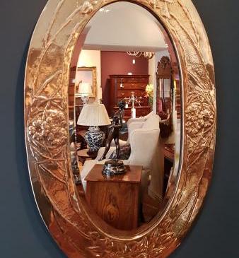 Arts and Crafts Glasgow School Brass Framed Mirror 