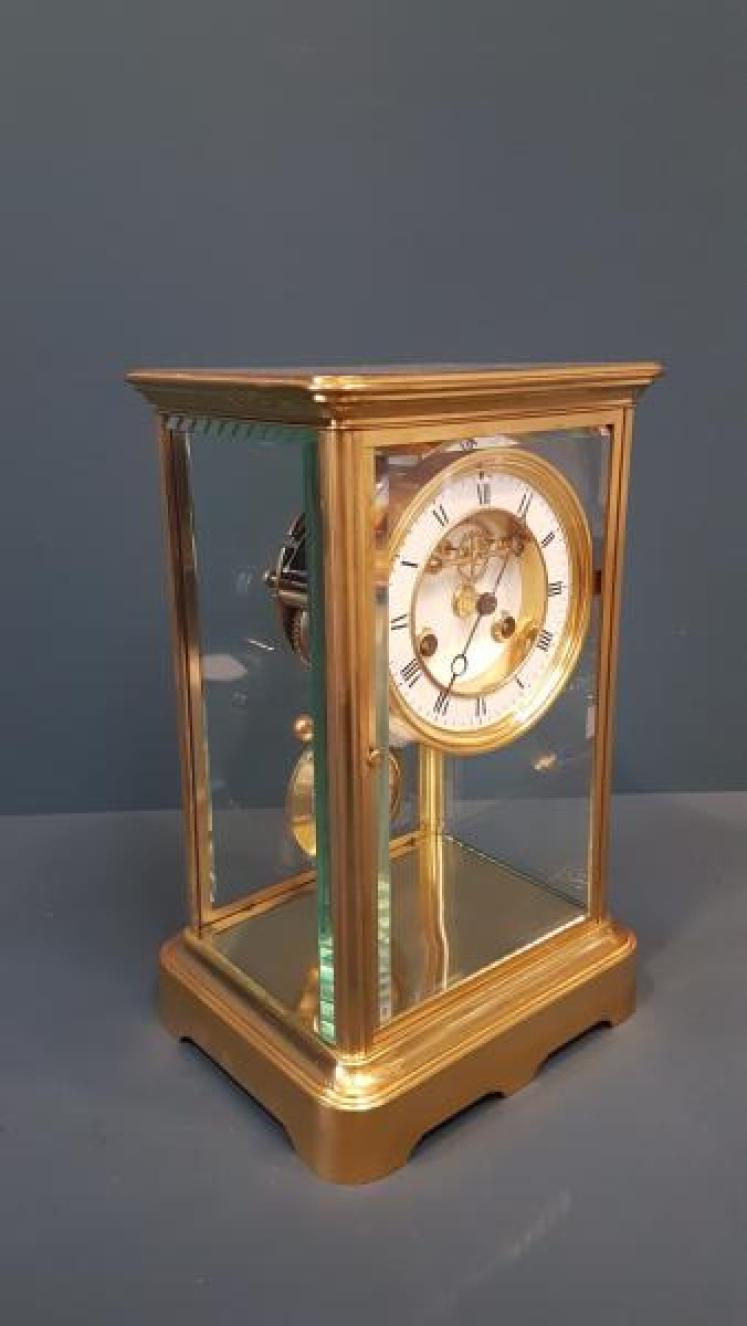 Victorian Four Glass Clock with Visible Escapement  - Image 7
