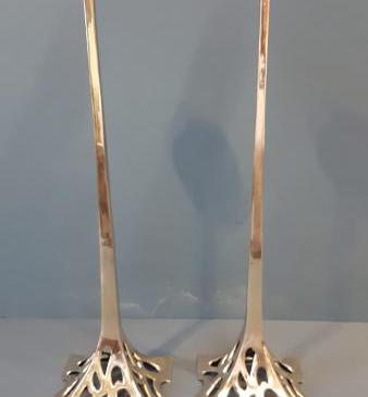 Pair of Art Nouveau Brass Candlesticks