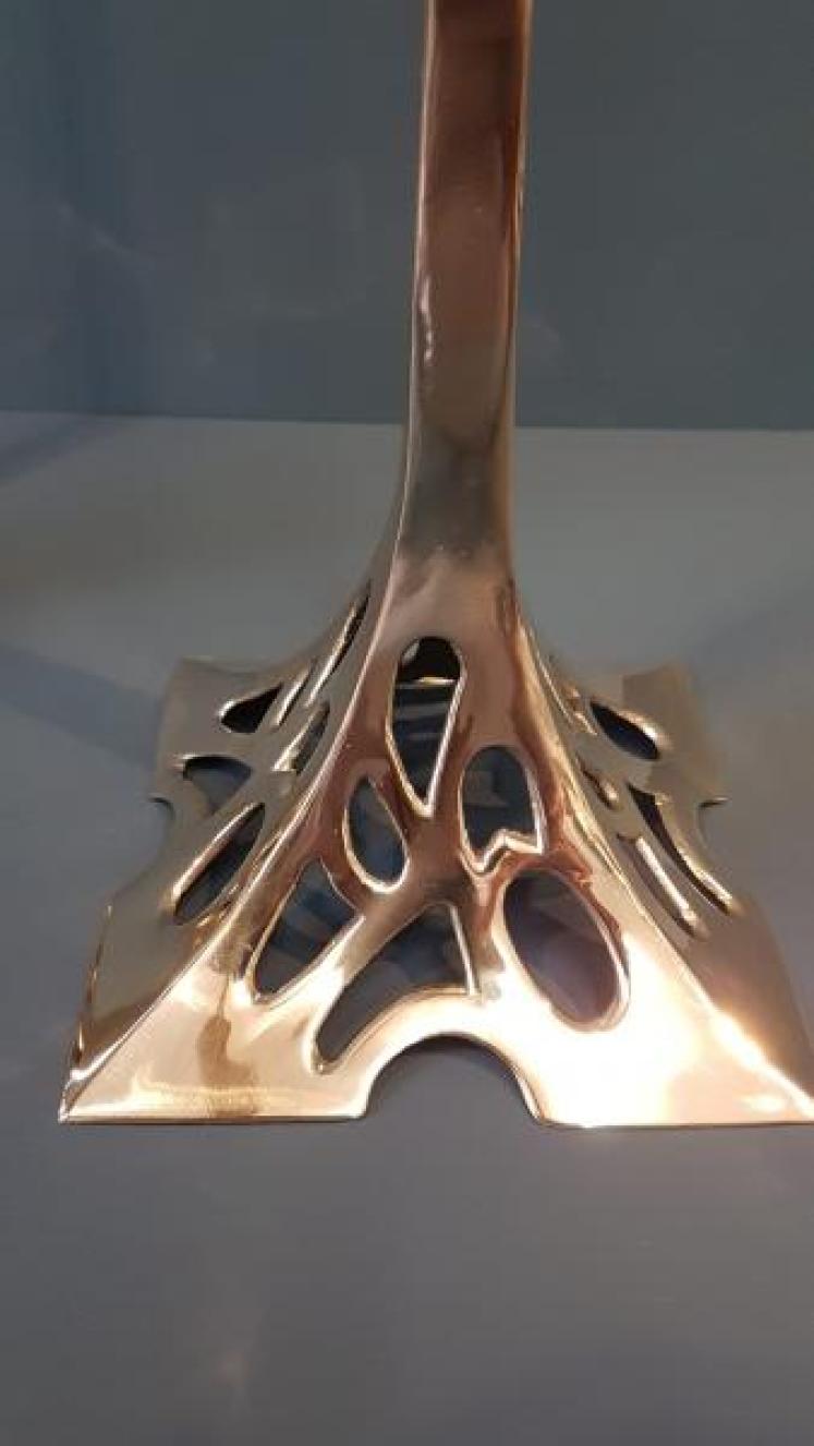 Pair of Art Nouveau Brass Candlesticks - Image 2