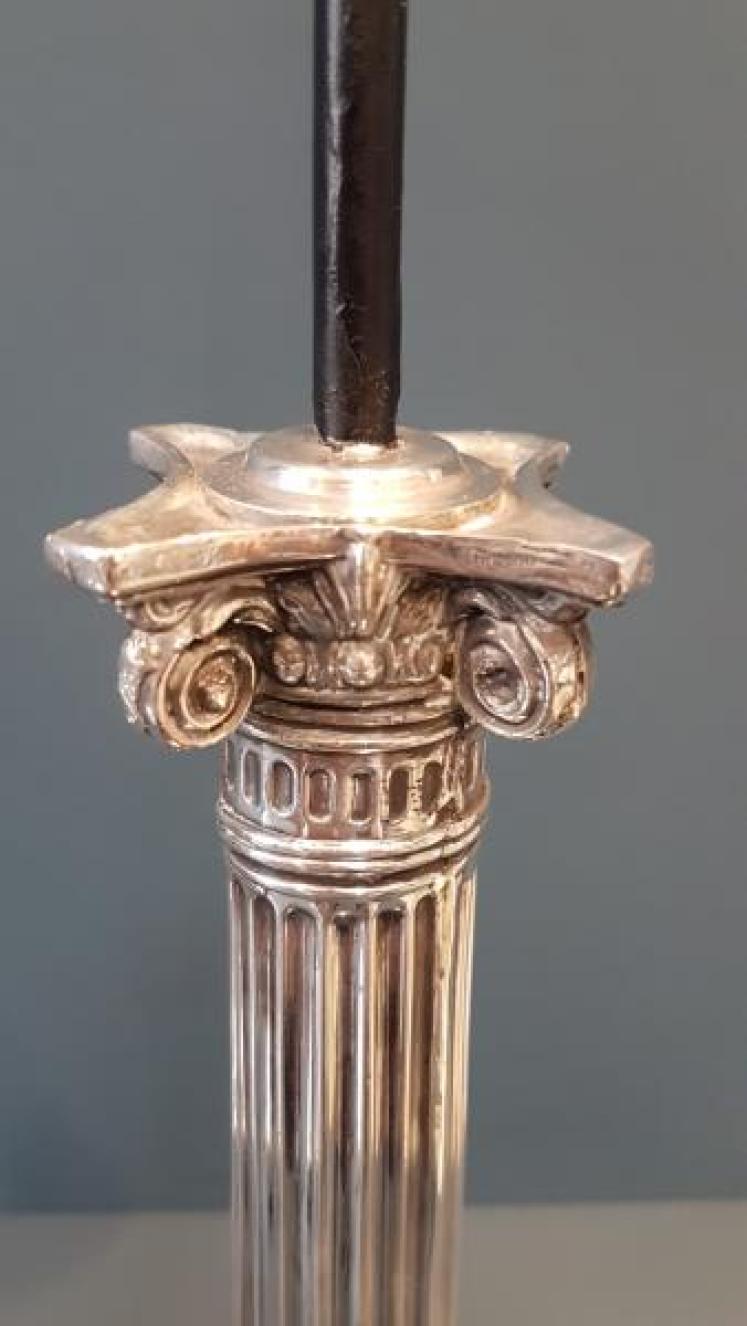 Pair of Sheffield Plate Candlestick Lamps - Image 2