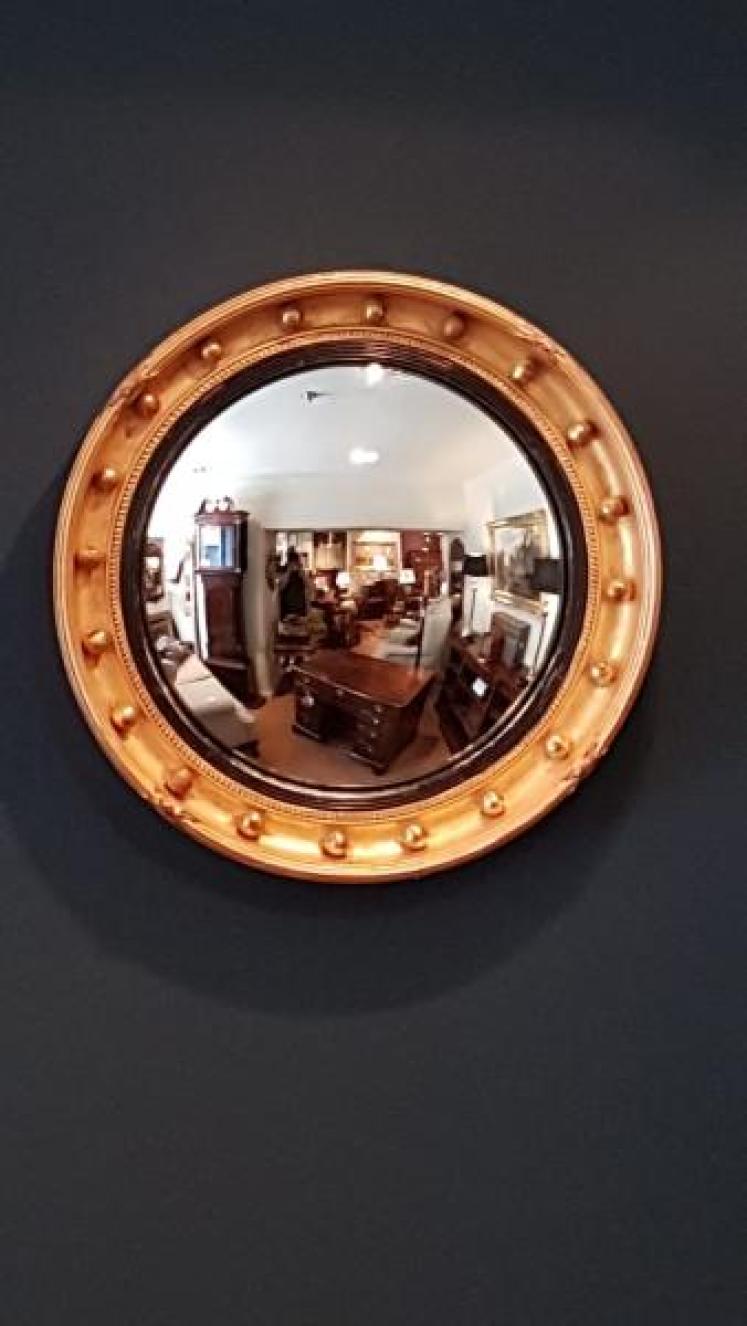 Regency Timber Gilt Convex Mirror - Image 1