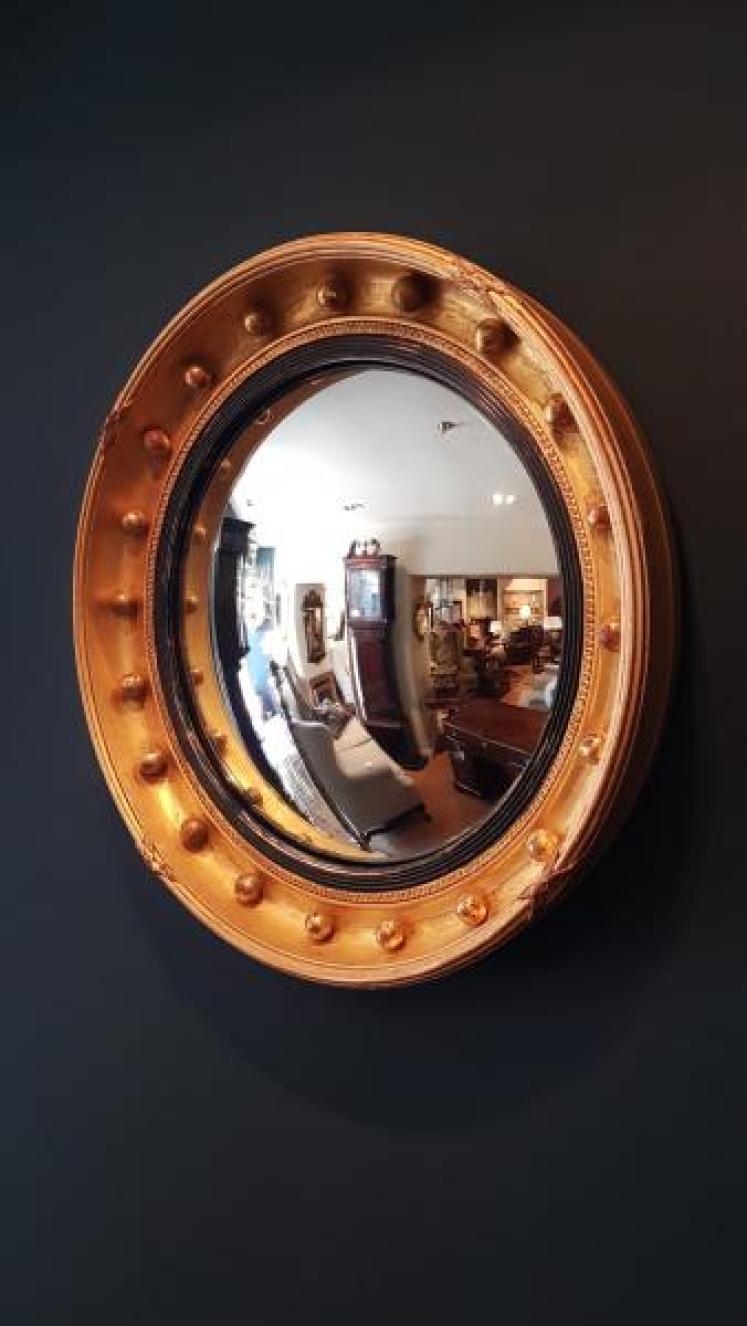 Regency Timber Gilt Convex Mirror - Image 5