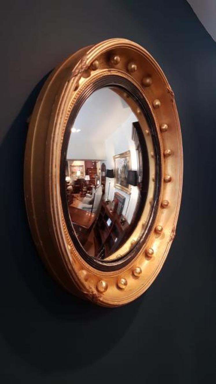Regency Timber Gilt Convex Mirror - Image 6