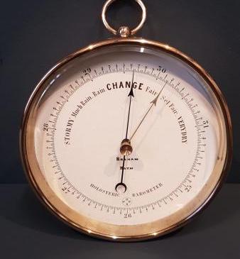 Victorian Brass Cased Marine Barometer