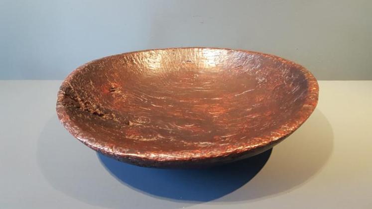 Large Georgian Turned Oak Root Bowl - Image 1