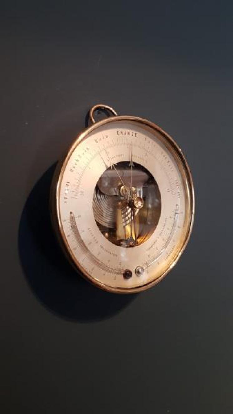 Large Victorian Marine Barometer with Twin Crescent Thermometer - Image 5