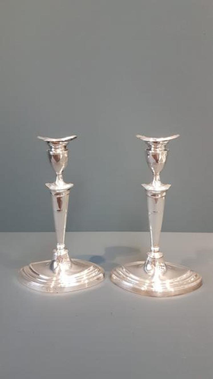 George III Style Silver Candlesticks - Image 1