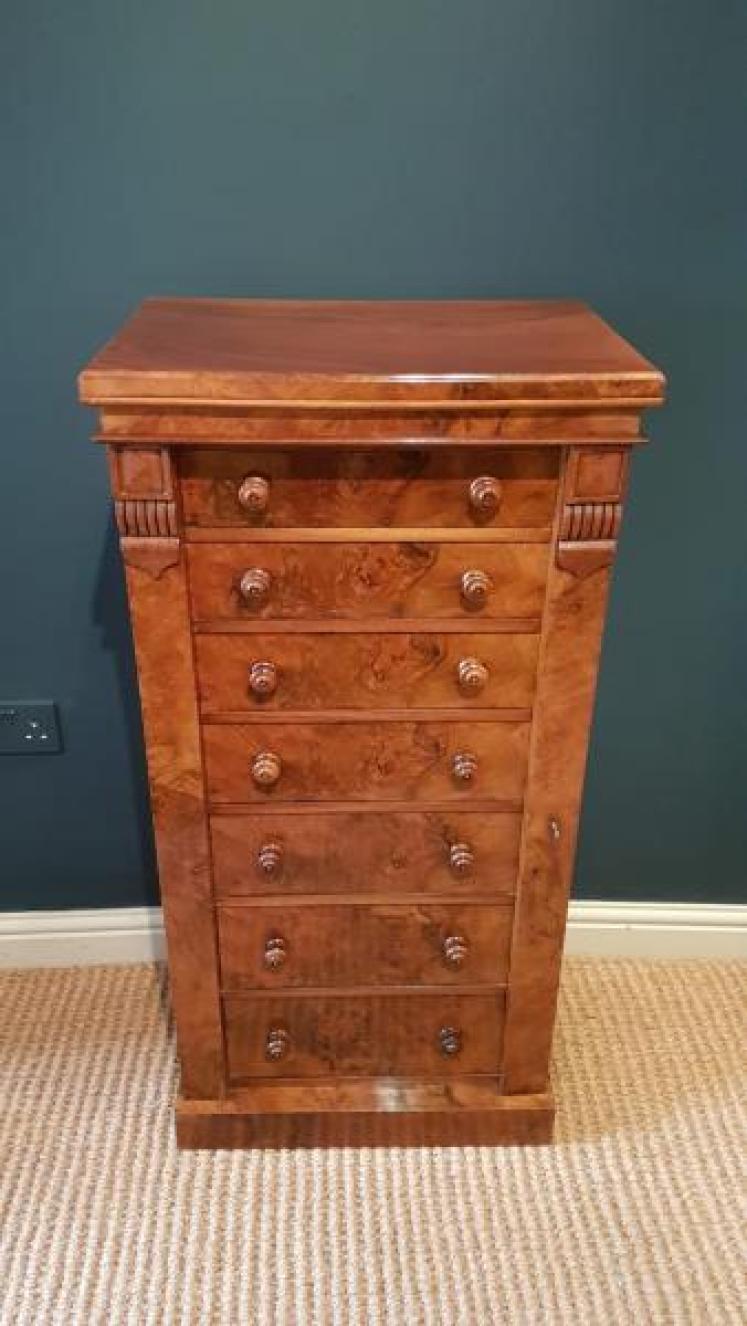 Victorian Burr Walnut Wellington Chest - Image 1