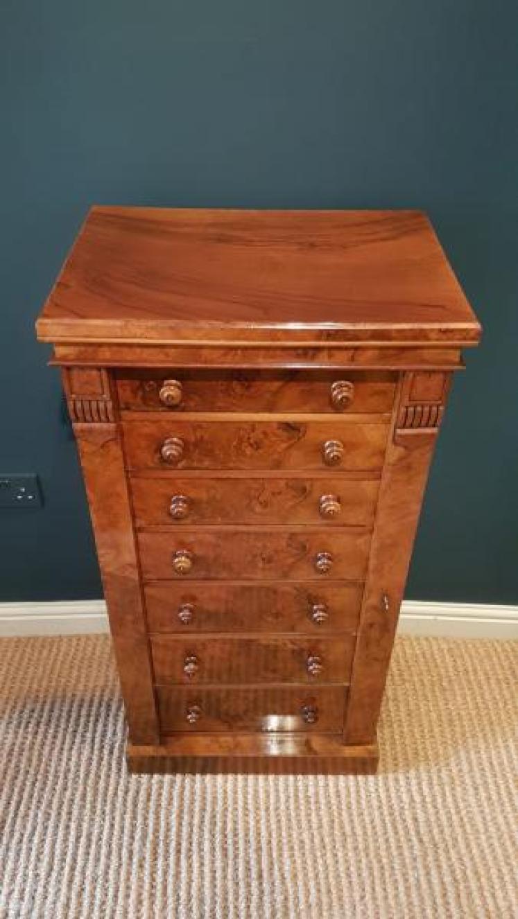Victorian Burr Walnut Wellington Chest - Image 2