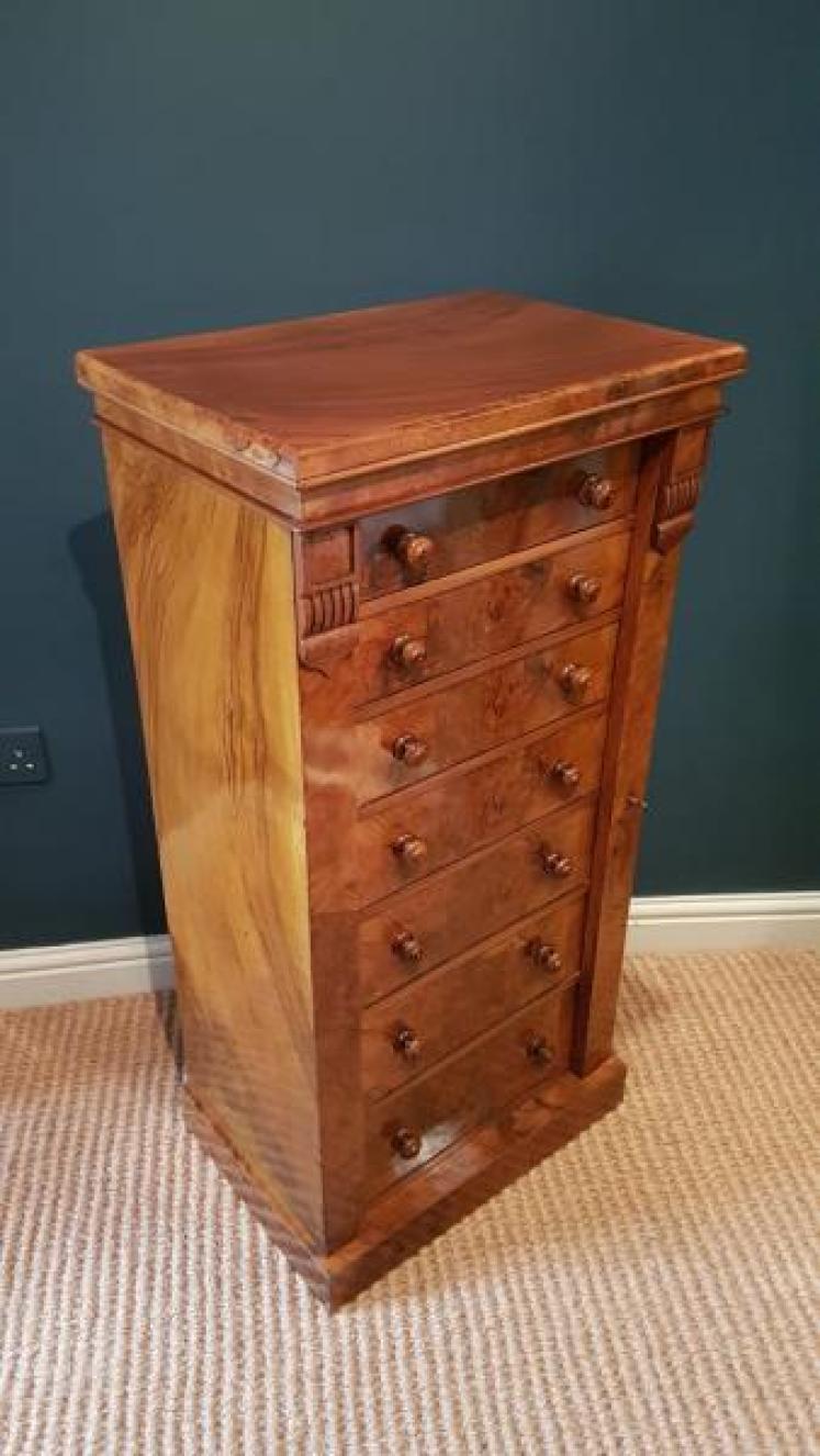 Victorian Burr Walnut Wellington Chest - Image 3