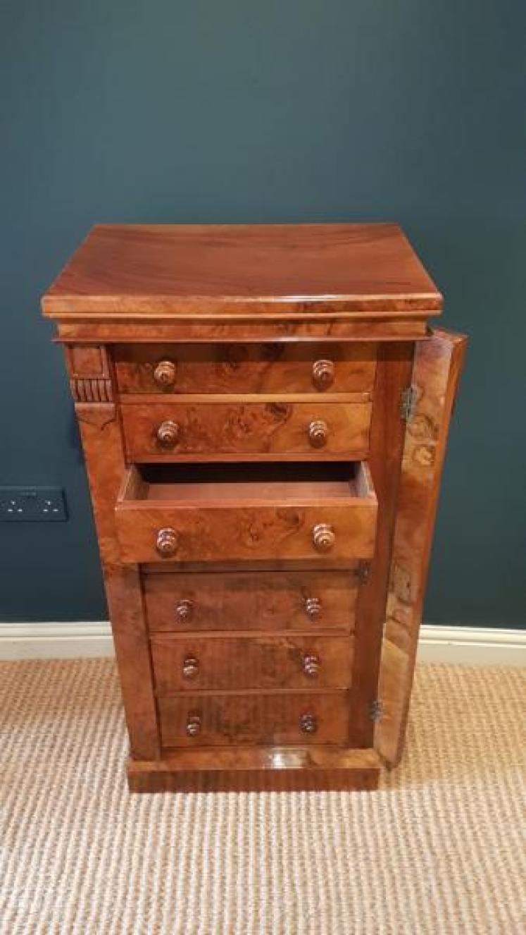 Victorian Burr Walnut Wellington Chest - Image 4