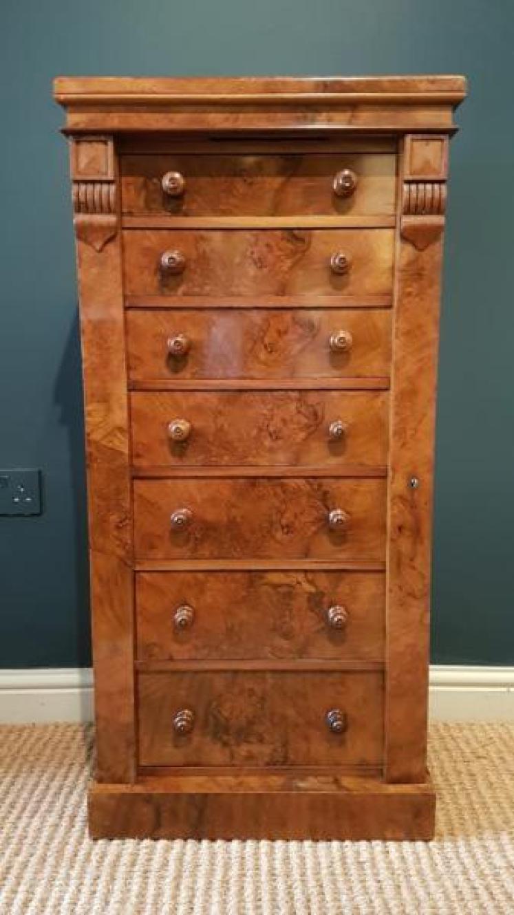 Victorian Burr Walnut Wellington Chest - Image 6