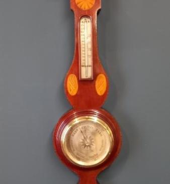 Superb Edwardian Sheraton Inlaid Banjo Barometer
