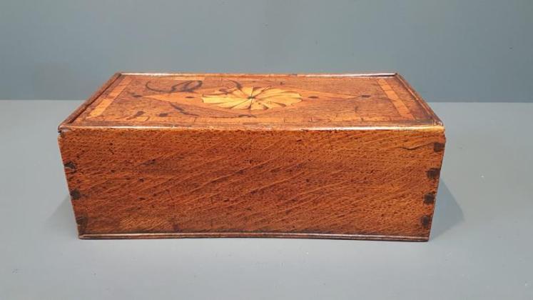 George III Inlaid Oak Candle Box - Image 2