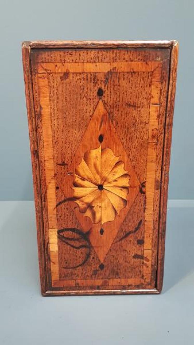 George III Inlaid Oak Candle Box - Image 6