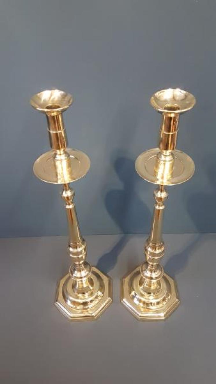 Pair of Extra Large Victorian Brass Candlesticks - Image 2