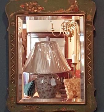 Edwardian Green Chinoiserie Mirror