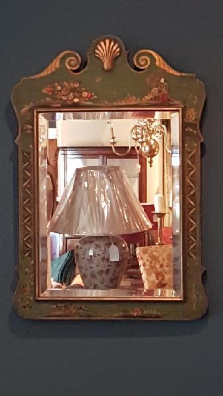 Edwardian Green Chinoiserie Mirror - Image 1