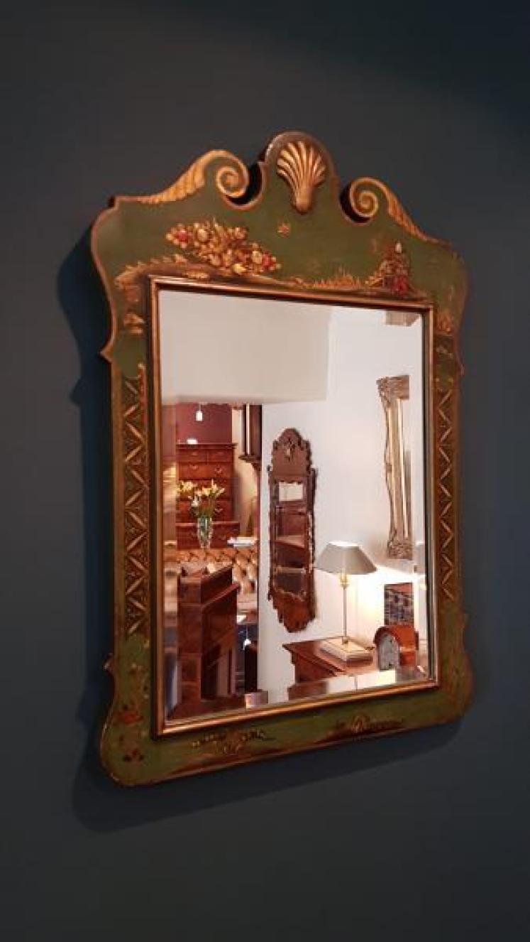Edwardian Green Chinoiserie Mirror - Image 3