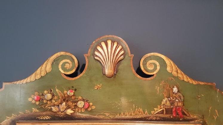 Edwardian Green Chinoiserie Mirror - Image 6