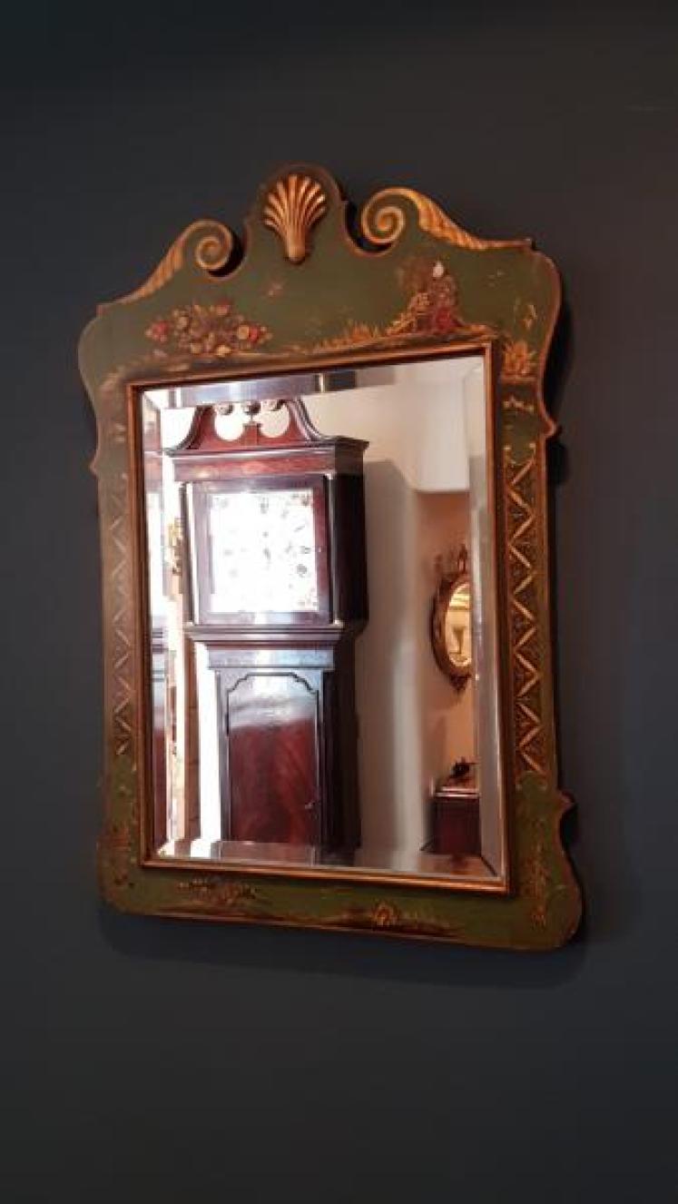 Edwardian Green Chinoiserie Mirror - Image 7