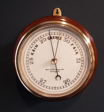 Unusual Oak Cased Bulk Head Marine Barometer