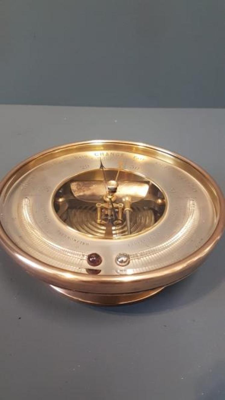 Victorian Bronzed Cased Marine Barometer with Twin Crescent Thermometers - Image 7