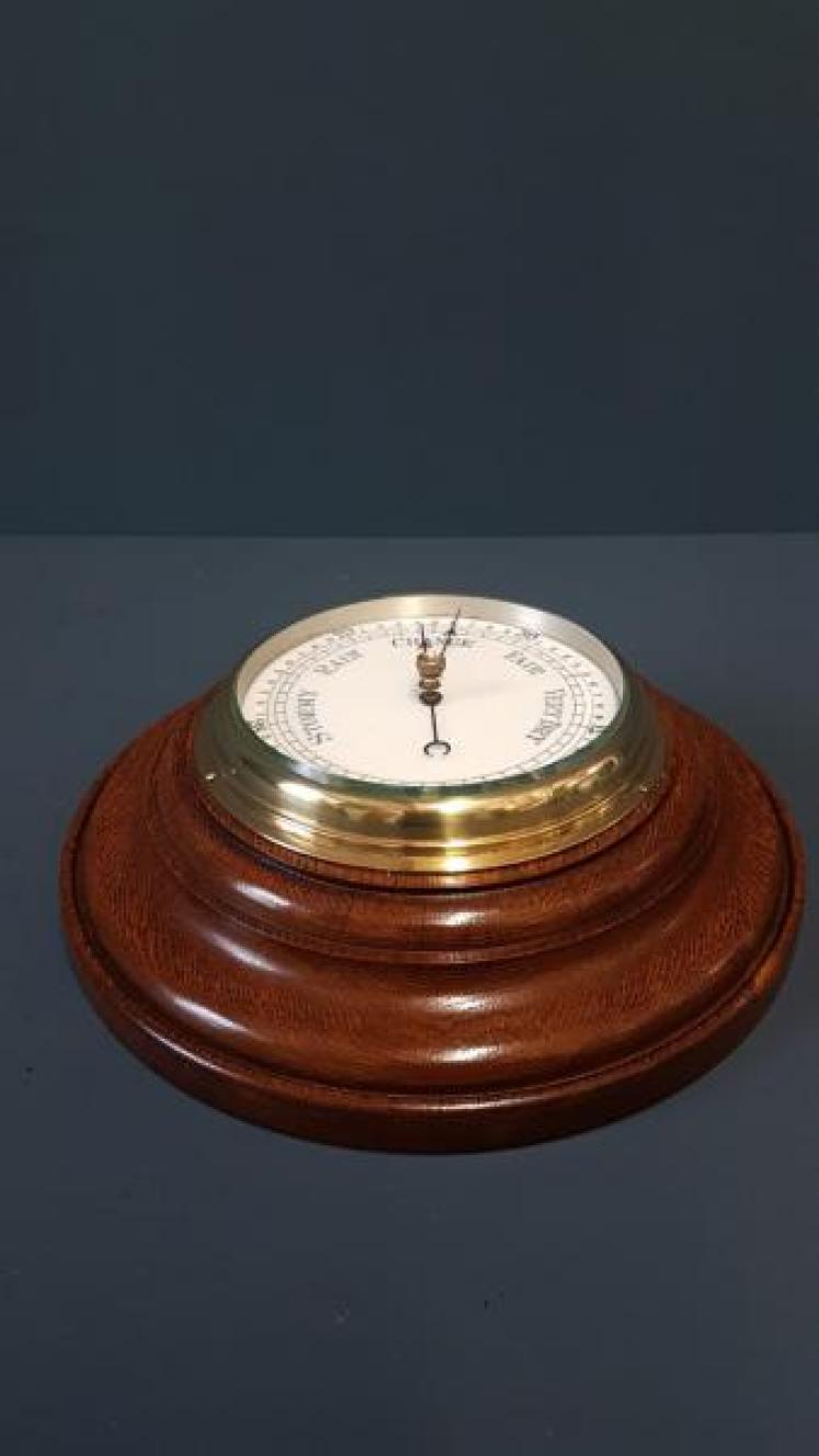 Turned Oak Aneroid Barometer  - Image 6