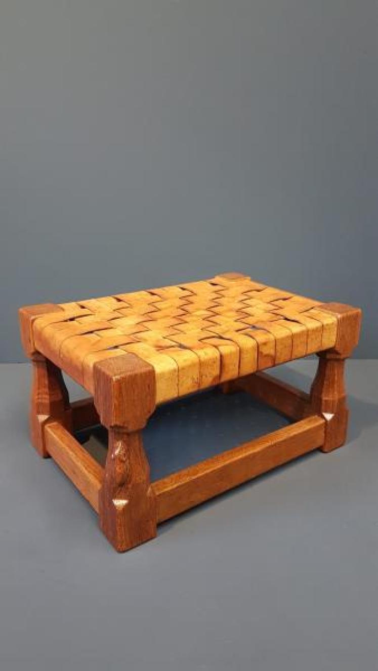 Rare 1940's Mouseman Foot Stool - Image 1