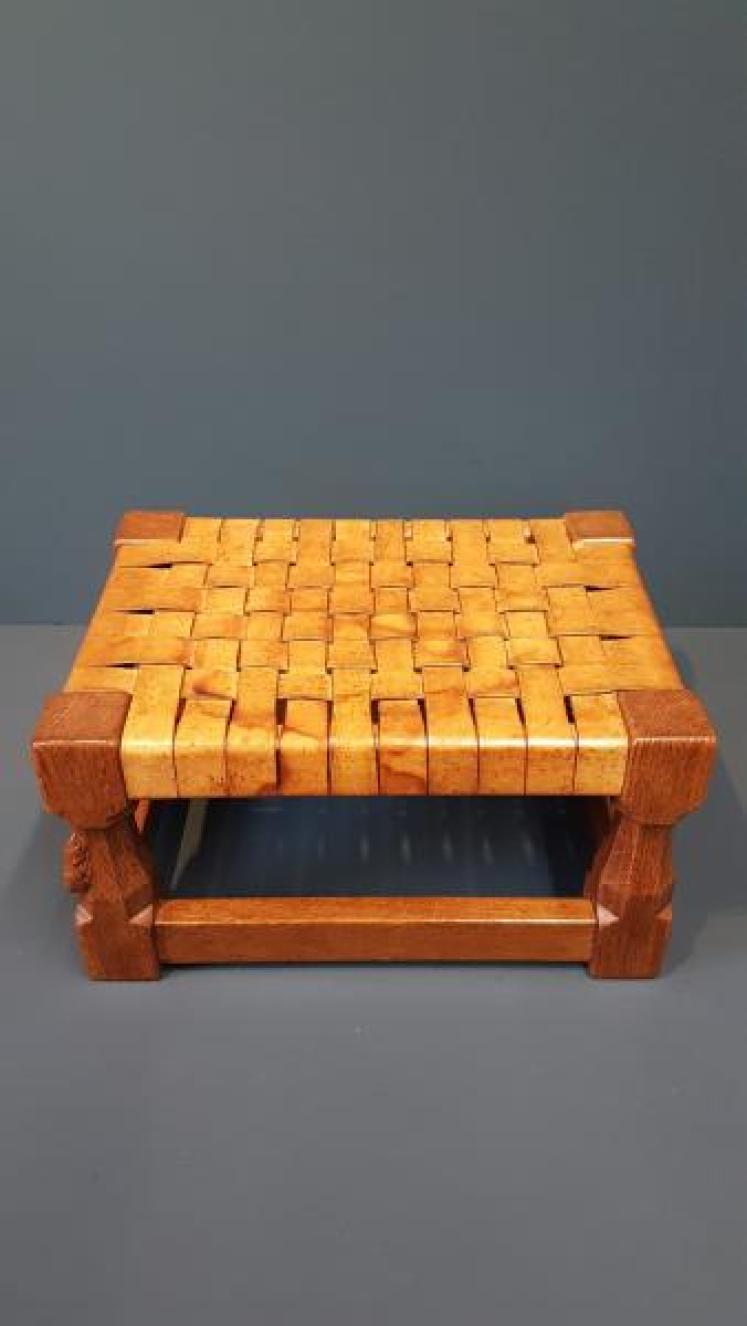 Rare 1940's Mouseman Foot Stool - Image 5