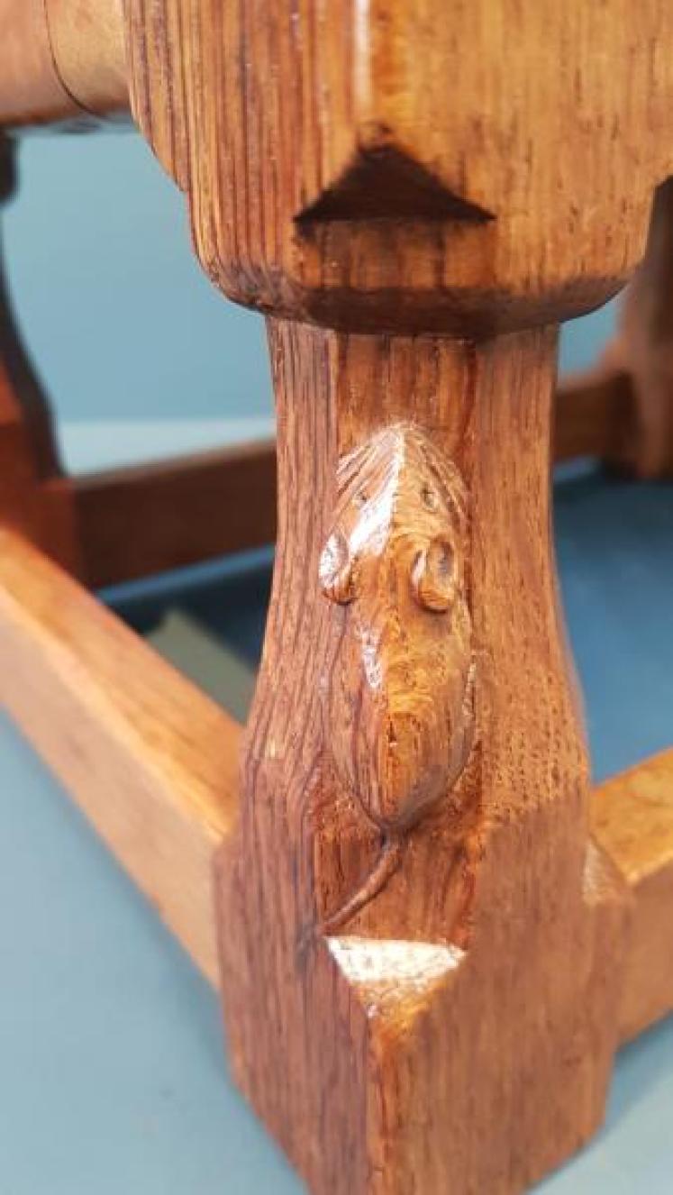 Rare 1940's Mouseman Foot Stool - Image 7