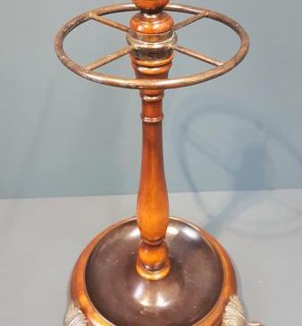 Edwardian Walnut and Brass Stick Stand 