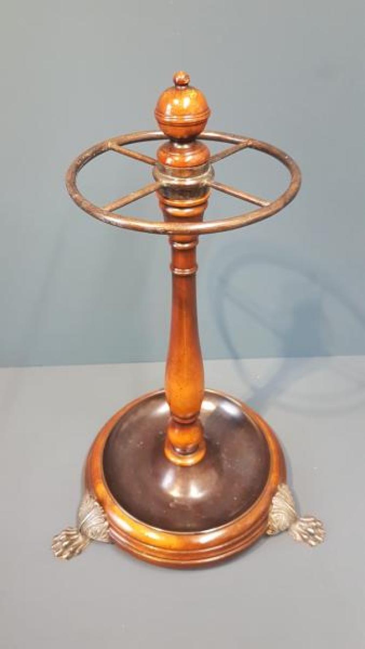 Edwardian Walnut and Brass Stick Stand  - Image 1