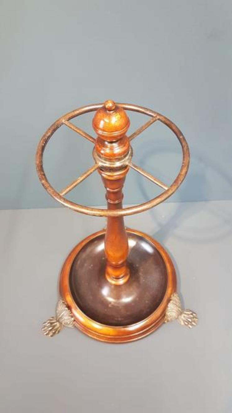 Edwardian Walnut and Brass Stick Stand  - Image 3