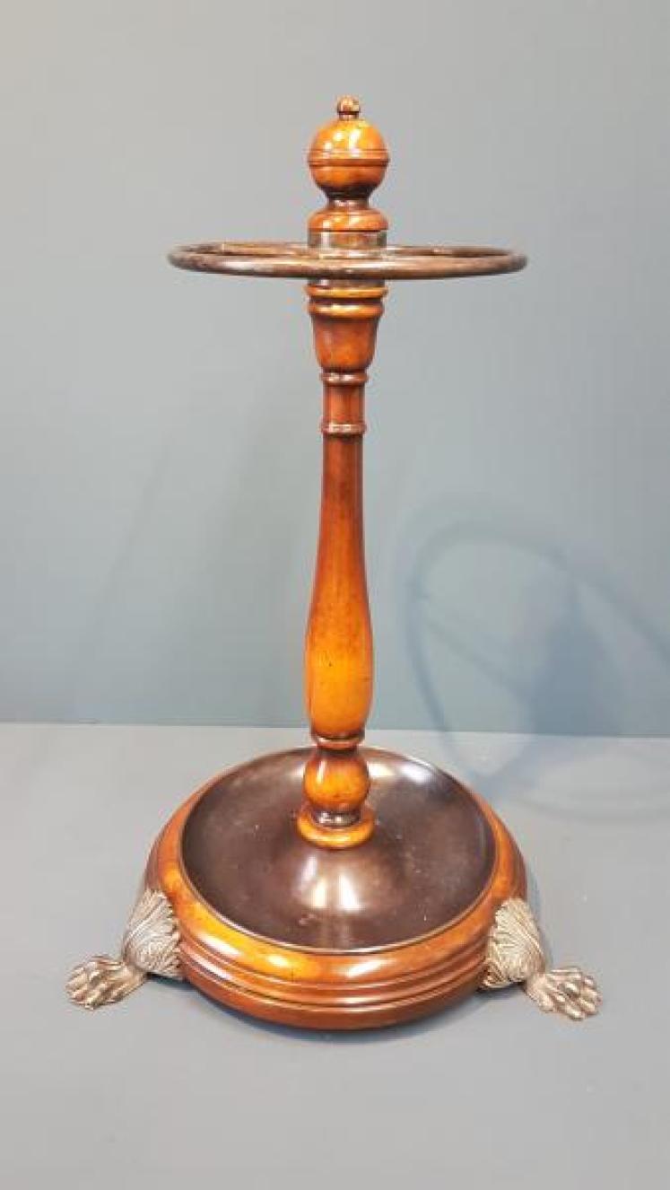 Edwardian Walnut and Brass Stick Stand  - Image 5